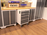 NewAge Bold 3.0 Series Lockable 4-Drawer Rolling Tool Cabinet, Fully-Welded, 600-lb Capacity, White/Platinum, 21-in