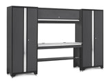 NewAge Bold 3.0 Series Lockable Steel Garage Cabinetry Set with Stainless Steel Top, Grey, 120-in x 18-in x 72-in, 5-pc