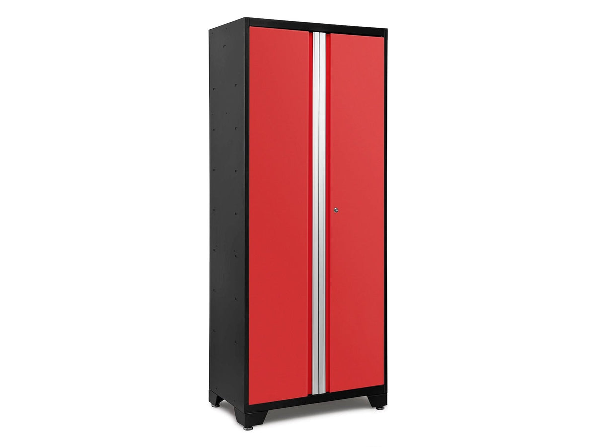 NewAge Bold Series 24-Gauge Steel RTA Storage Locker with 3 Shelves, Black/Red, 30-in