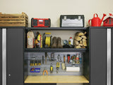 NewAge Bold Series Lockable 24-Gauge Steel Garage Cabinetry Set with Bamboo Top, Black/Grey, 48-in x 18-in x 76.75-in, 5-pc