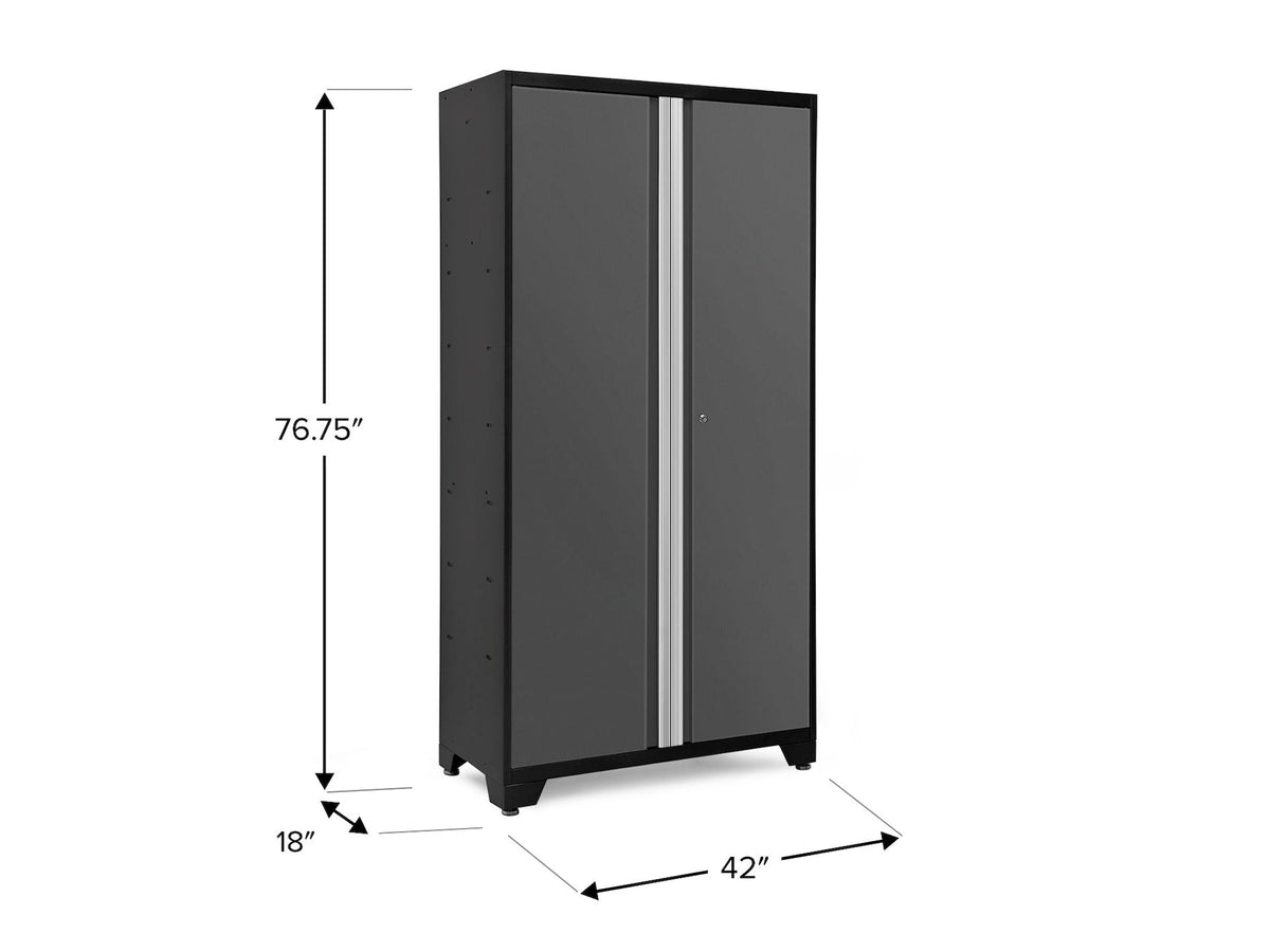 NewAge Bold Series Lockable 24-Gauge Steel RTA Storage Locker with 3 Shelves, Grey/Black, 42-in
