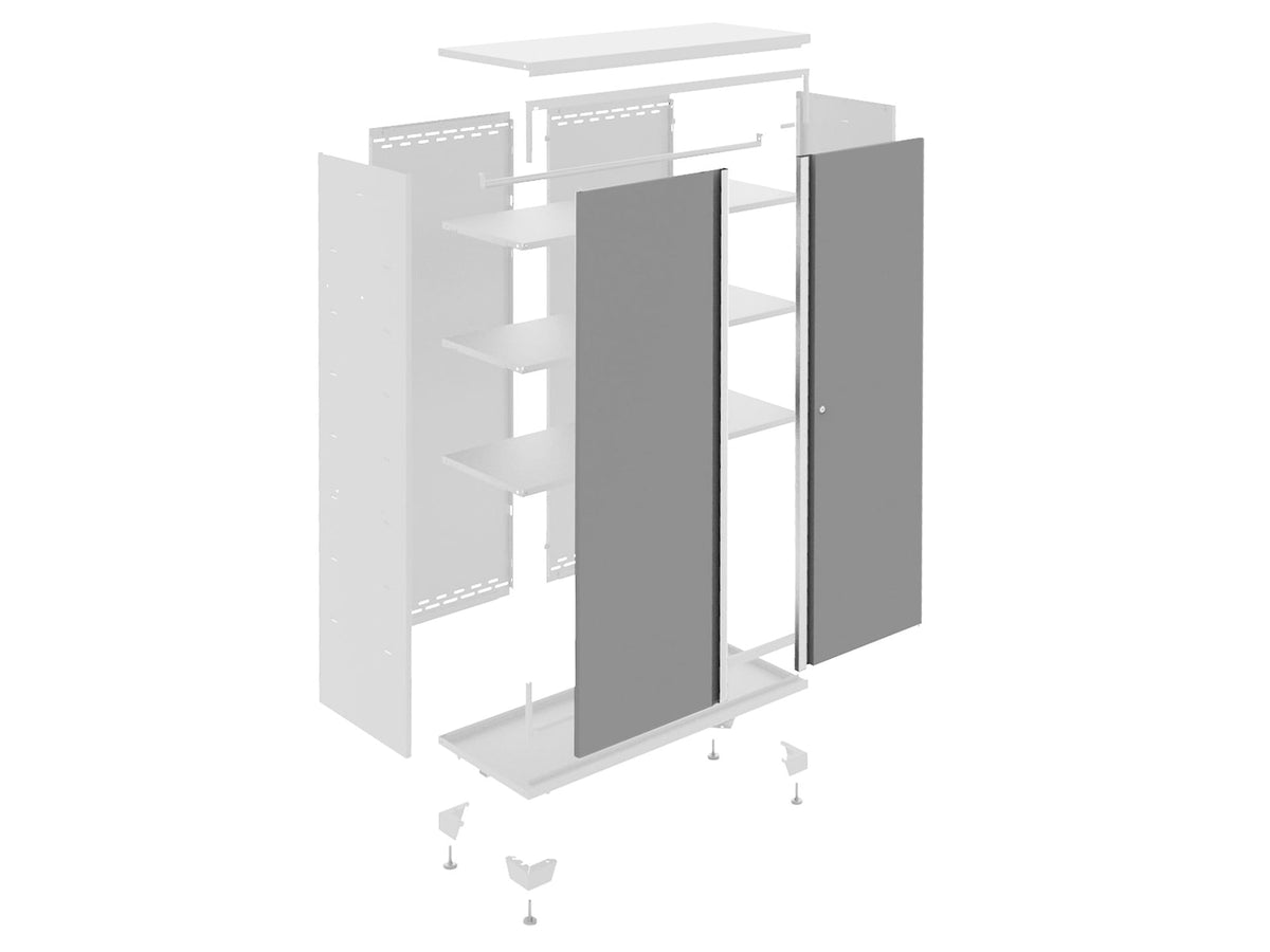 NewAge Bold Series Lockable 24-Gauge Steel RTA Storage Locker with 3 Shelves, Platinum/White, 36-in