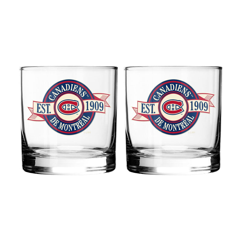 NHL Montreal Canadiens Hockey Rocks Glass, 2-pk