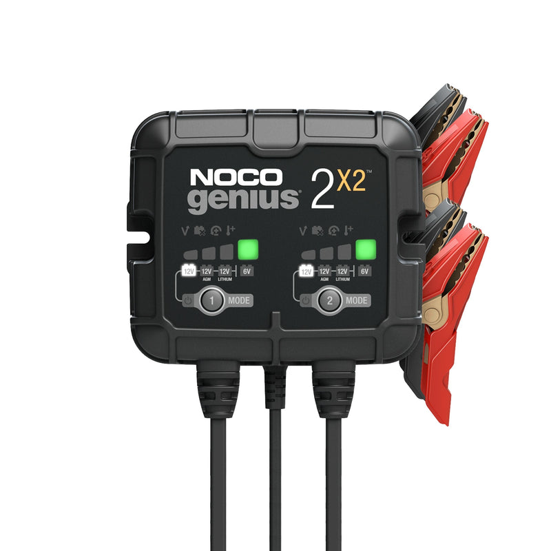 NOCO GENIUS2X2 Smart Battery Charger/Maintainer/Desulfator, 2-Bank, 4-Amp, 6V/12V