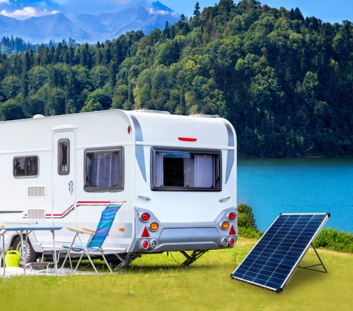 NOMA 100 Watt, 12V Crystalline Solar Panel Kit with Stand and Charge Controller