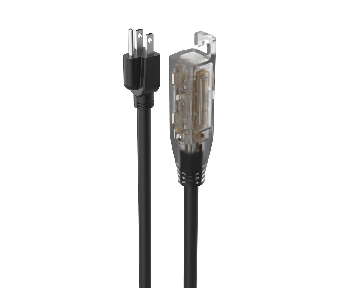 NOMA 32-ft 10-in 14/3 Outdoor Extension Cord with 3 Grounded Outlets and Lighted End, Black
