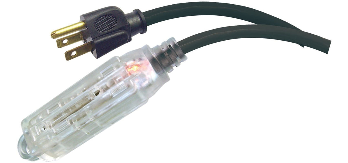 NOMA 32-ft 10-in 14/3 Outdoor Extension Cord with 3 Grounded Outlets and Lighted End, Black