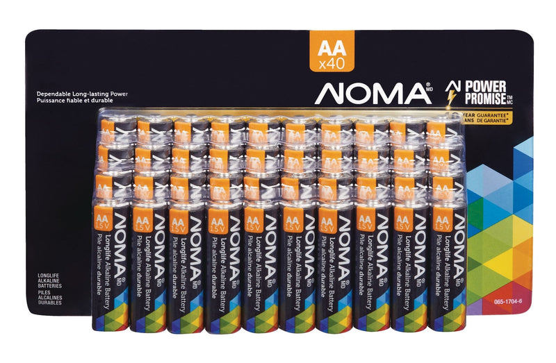 NOMA 40-pk AA Alkaline Batteries, Long Lasting, All Purpose