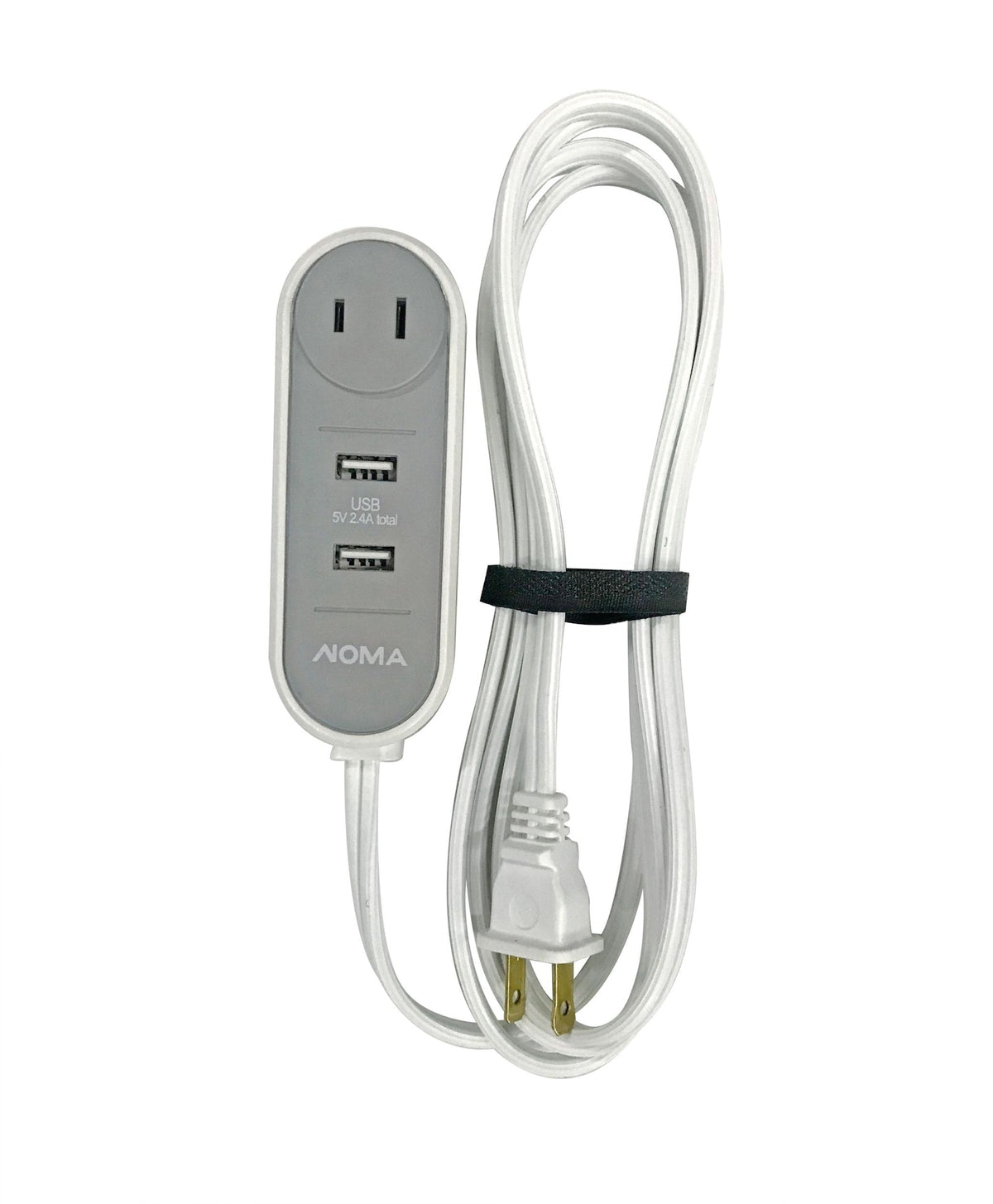 NOMA 6-ft 6-in 16/2 Extension Cord with 2 USB Outlets, Travel design, White