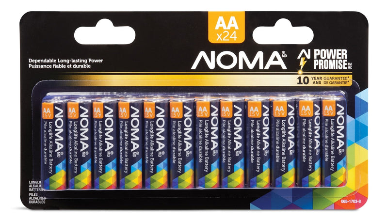NOMA AA Alkaline Batteries, Long Lasting, All Purpose, 24-pk