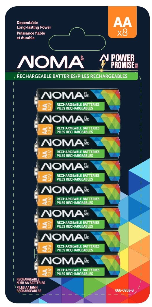 Noma AA Ni-MH Rechargeable Battery, 8-pk