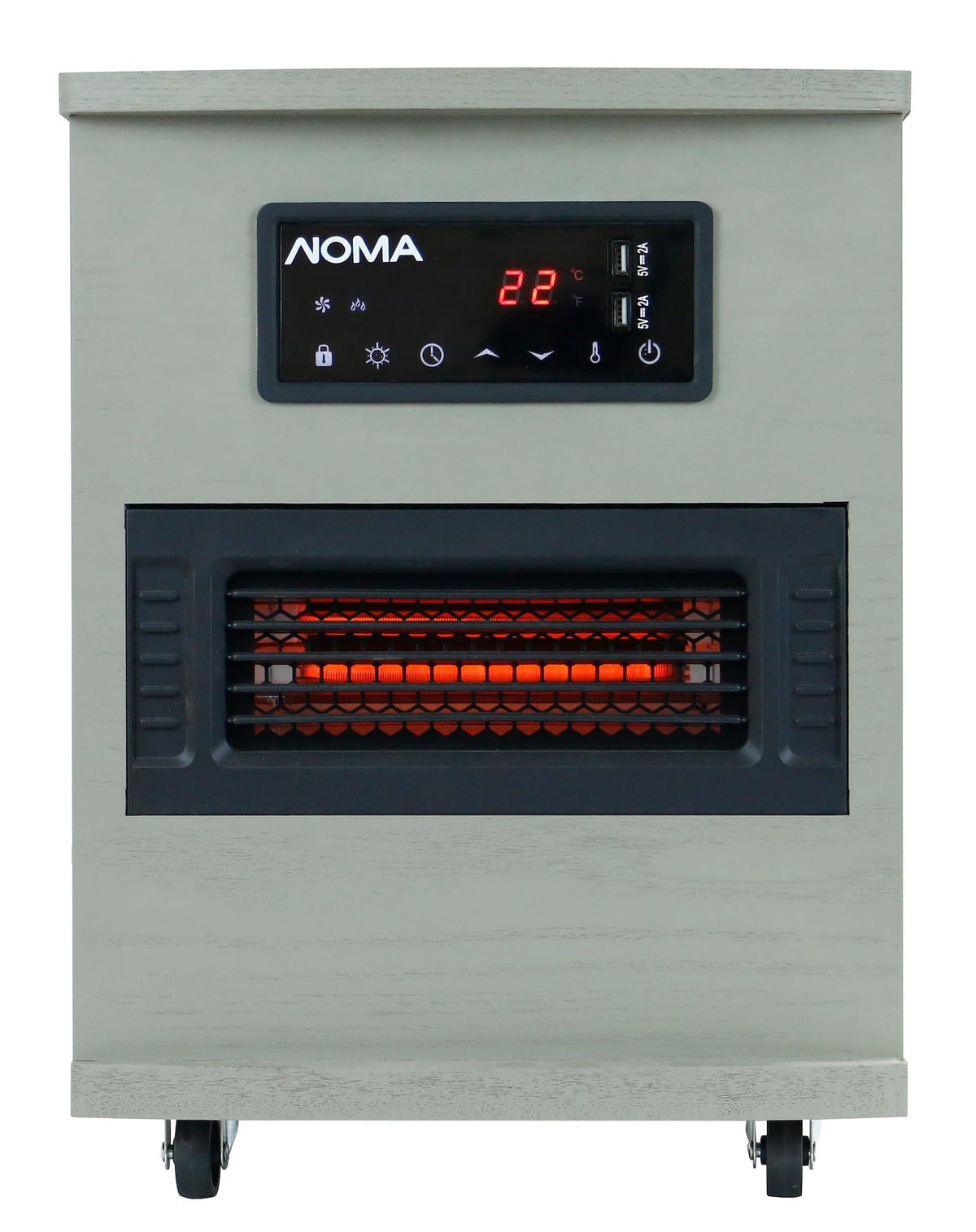 NOMA Ashwood Infrared Wood Cabinet Heater with Remote Control and Thermostat, Grey