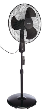 NOMA Oscillating Pedestal/Stand Fan with Remote Control, 3-Speed, Black, 18-in