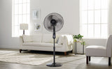 NOMA Oscillating Pedestal/Stand Fan with Remote Control, 3-Speed, Black, 18-in