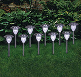 NOMA Outdoor Pure White LED Solar Stainless Steel Garden & Pathway Stake Lights, 10-Pk