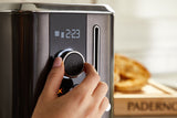 PADERNO Even Heat Wide Slots Toaster with 9 Settings, Black Stainless Steel, 2-Slices