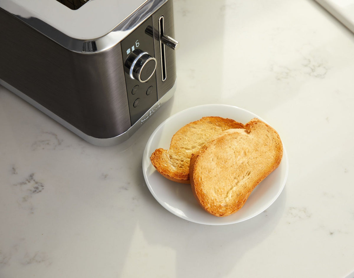 PADERNO Even Heat Wide Slots Toaster with 9 Settings, Black Stainless Steel, 2-Slices