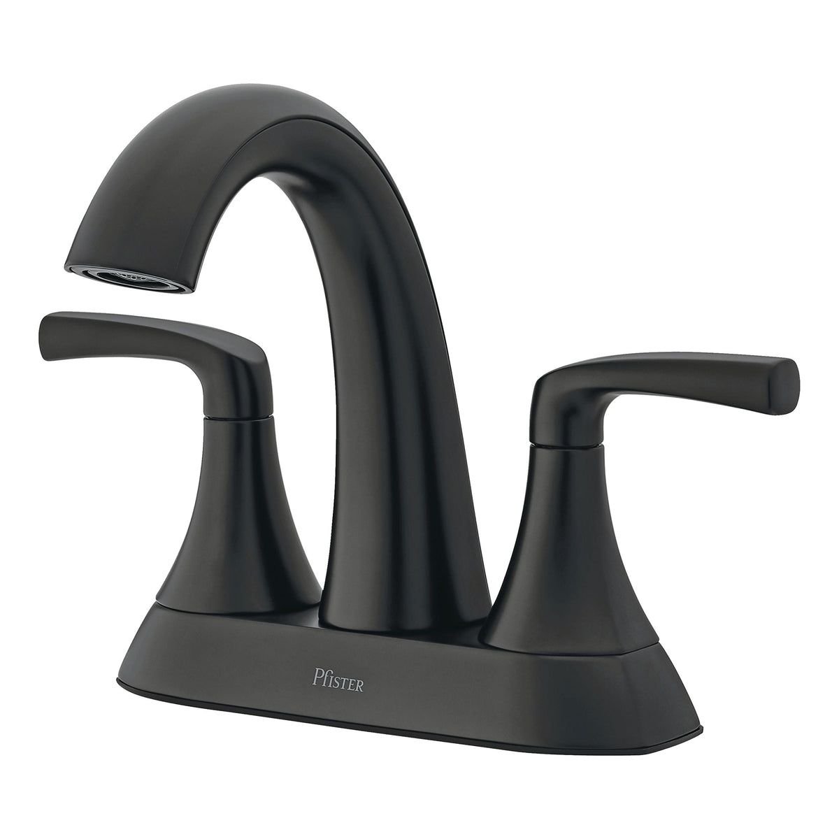 Pfister Rancho Double Handle 4-in Centreset Bathroom Sink Faucet Push & Seal Drain, WaterSense Certified, Matte Black