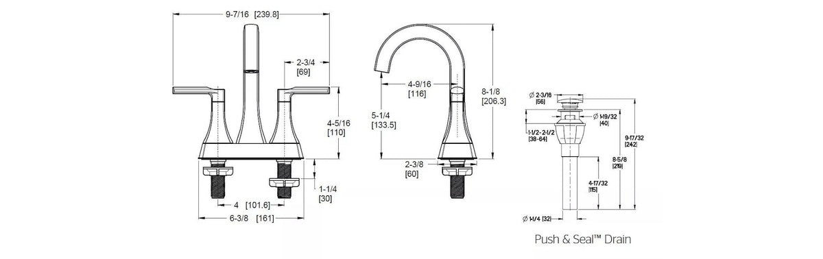 Pfister Vaneri 4-in Centreset Bath Faucet, Matte Black