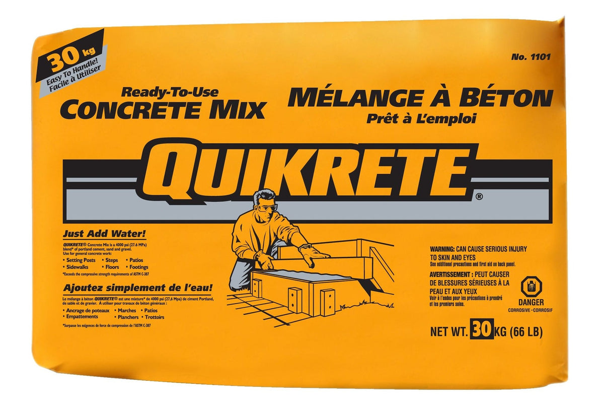 Quikrete Ready-To-Use Pre-Mixed Multi-Purpose Concrete Mix, Just Add Water, 30-kg