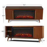 Real Flame Morris Media Indoor Electric Fireplace TV Stand, 72-in, 1500W, Includes Remote Control & Firebox, Vintage Black Maple