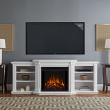 Real Flame Valmont Media Indoor Electric Fireplace TV Stand, 74-in, 1500W, Includes Remote Control & Firebox, White