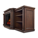 Real Flame Valmont Media Indoor Electric Fireplace TV Stand, 74-in, 1500W, Includes Remote Control & Firebox, Chestnut Oak