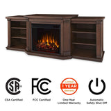 Real Flame Valmont Media Indoor Electric Fireplace TV Stand, 74-in, 1500W, Includes Remote Control & Firebox, Chestnut Oak