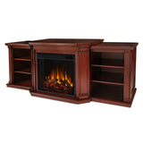 Real Flame Valmont Media Indoor Electric Fireplace TV Stand, 74-in, 1500W, Includes Remote Control & Firebox, Dark Mahogany
