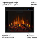 Real Flame Valmont Media Indoor Electric Fireplace TV Stand, 74-in, 1500W, Includes Remote Control & Firebox, Dark Mahogany