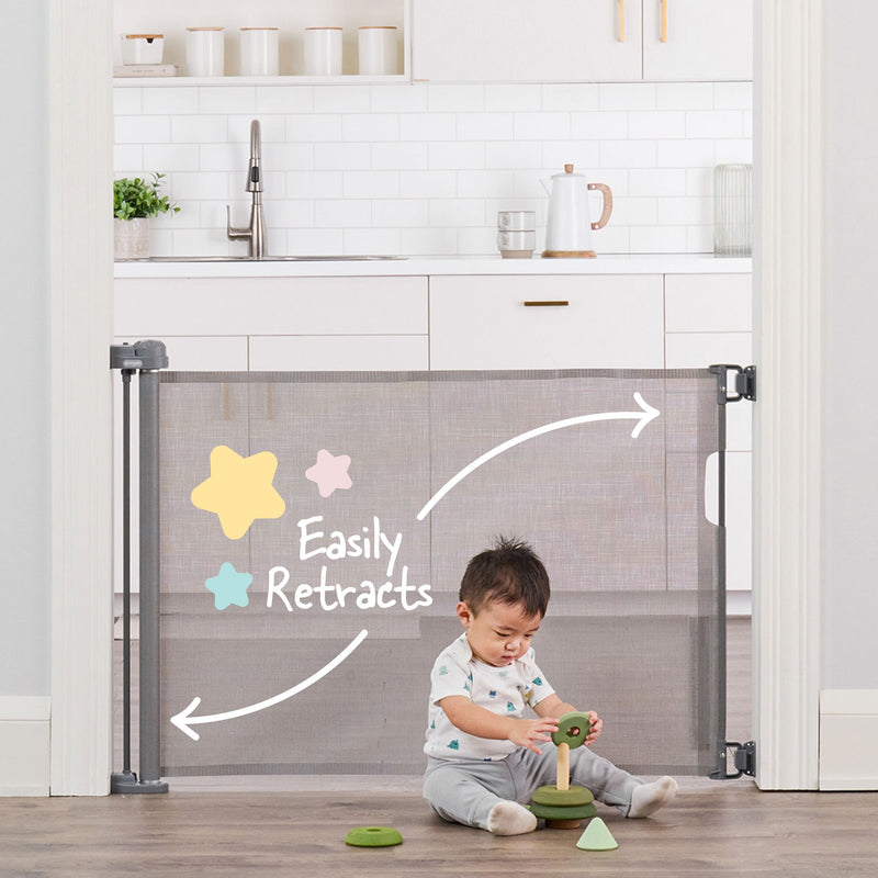 Regalo Retractable Baby Safety Gate, 50-in, Grey