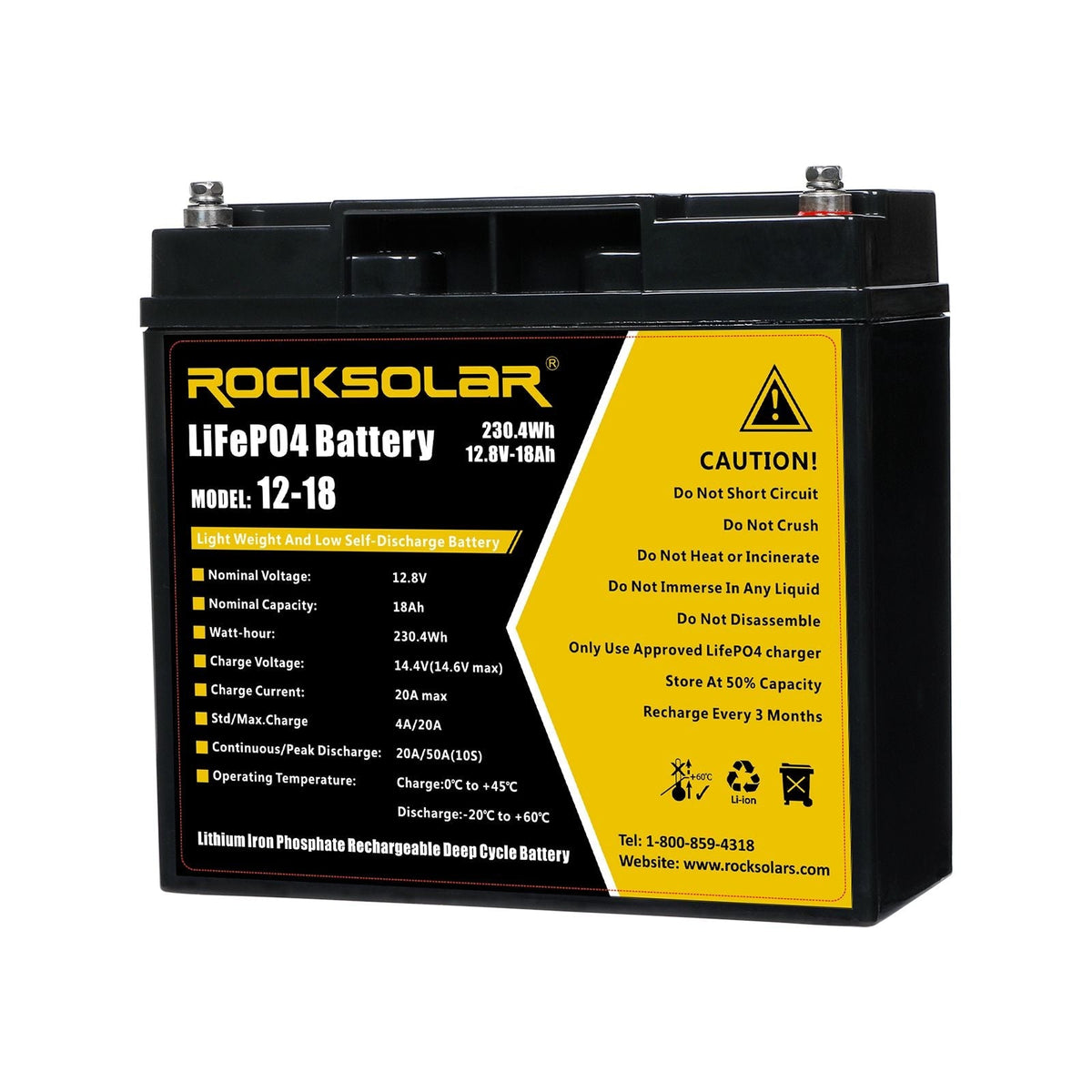 ROCKSOLAR 12V 18Ah Deep Cycle Lithium (LiFePO4) Battery