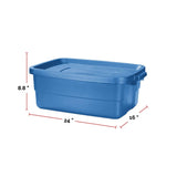 Rubbermaid Roughneck Stackable Storage Box with Lid, 38-L, Blue