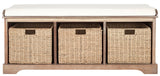 Safavieh Lonan Wicker Storage Bench, Grey Wash/White, 16.1-in x 47-in x 19.9-in