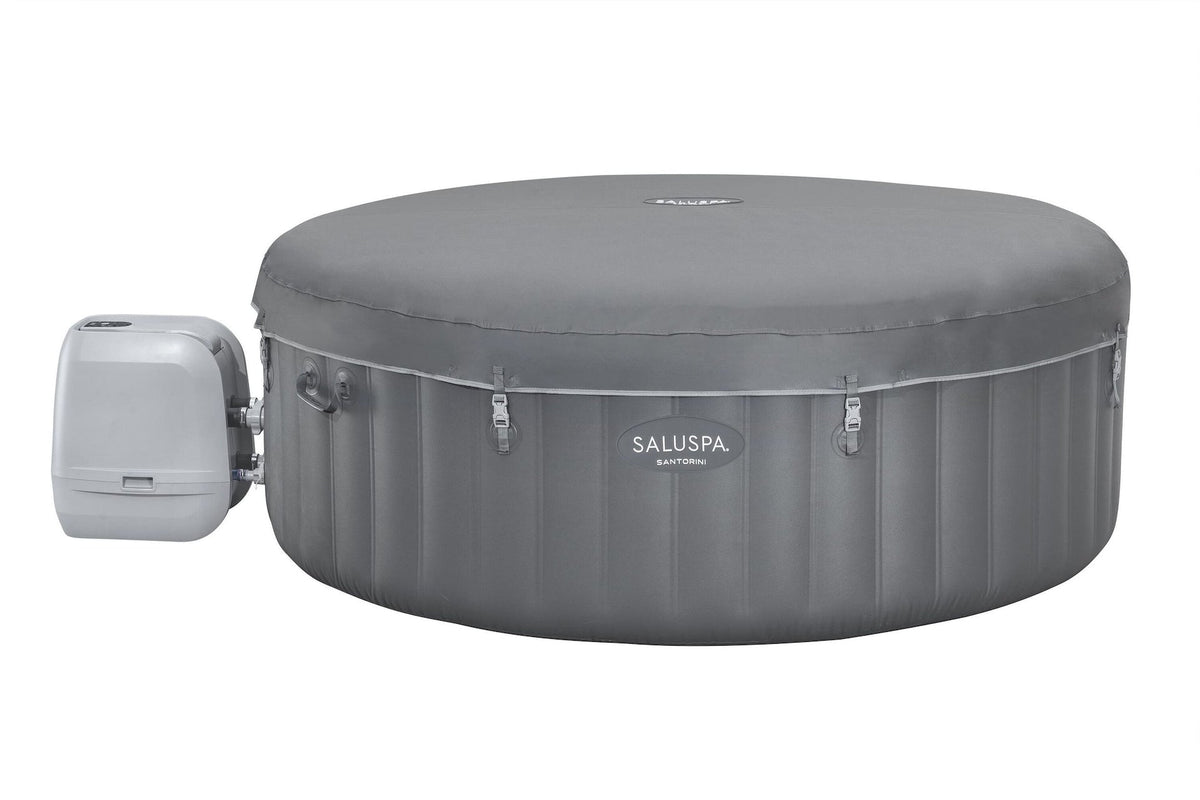 Salu Spa Santorini Grey 7-Person Luxe HydroJet Pro Round Smart Spa, 85-in x 31.5-in