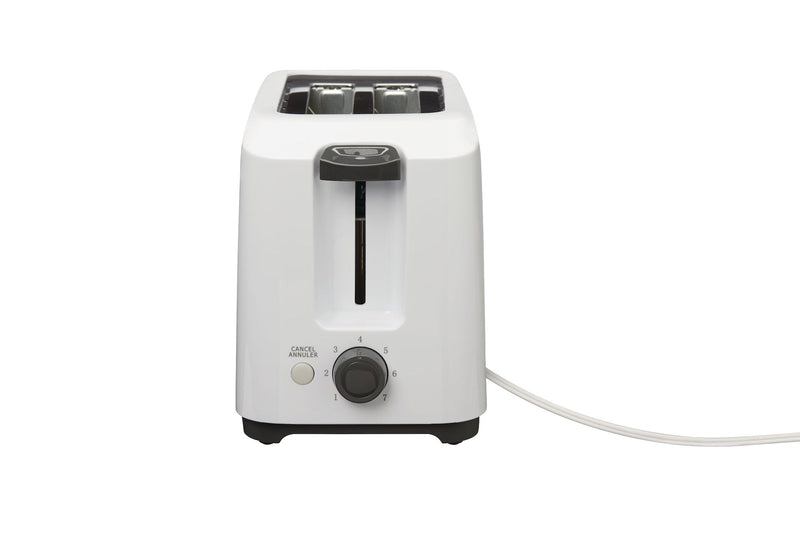 Simplicité 2-Slice Toaster, White, Removable Crumb Tray
