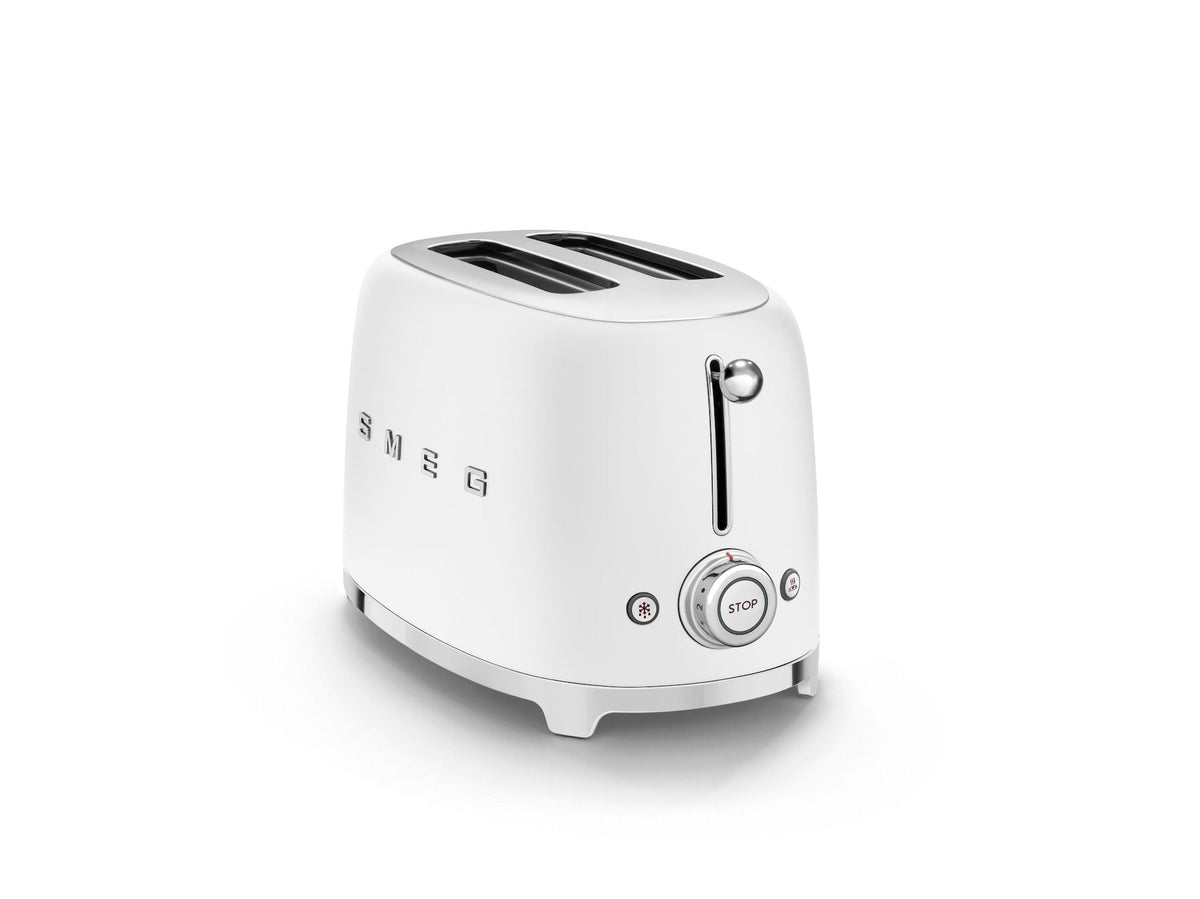 Smeg 50's Retro Style Wide Slot Pop Up Electric Toaster with 6 Settings, 2-Slice, Matte White