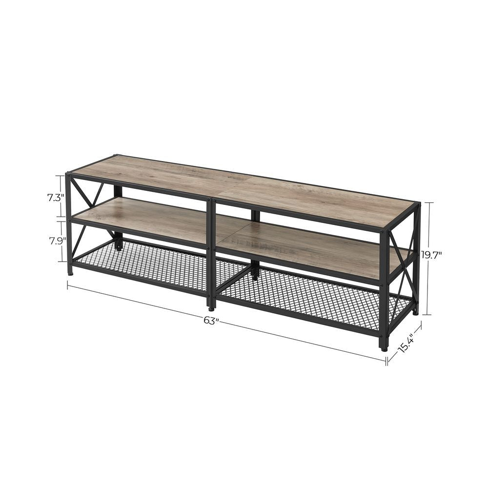 Songmics Home 70-in 3-Tier Industrial Greige/Black TV Stand