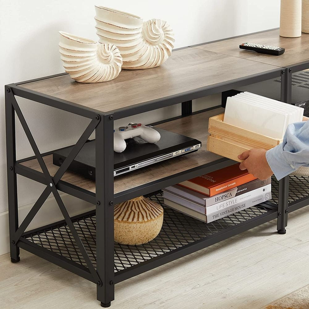 Songmics Home 70-in 3-Tier Industrial Greige/Black TV Stand