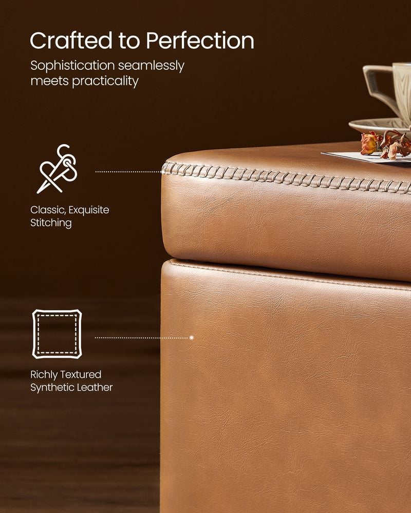 Songmics Home Mid-Century Modern Brown Storage Ottoman