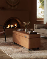 Songmics Home Mid-Century Modern Brown Storage Ottoman