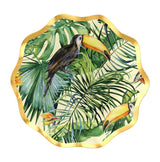 Sophistiplate Palm Spring Round Paper Disposable Appetizer Bowls, Green/Gold, 6.5-in, 8-pk, for Summer Party