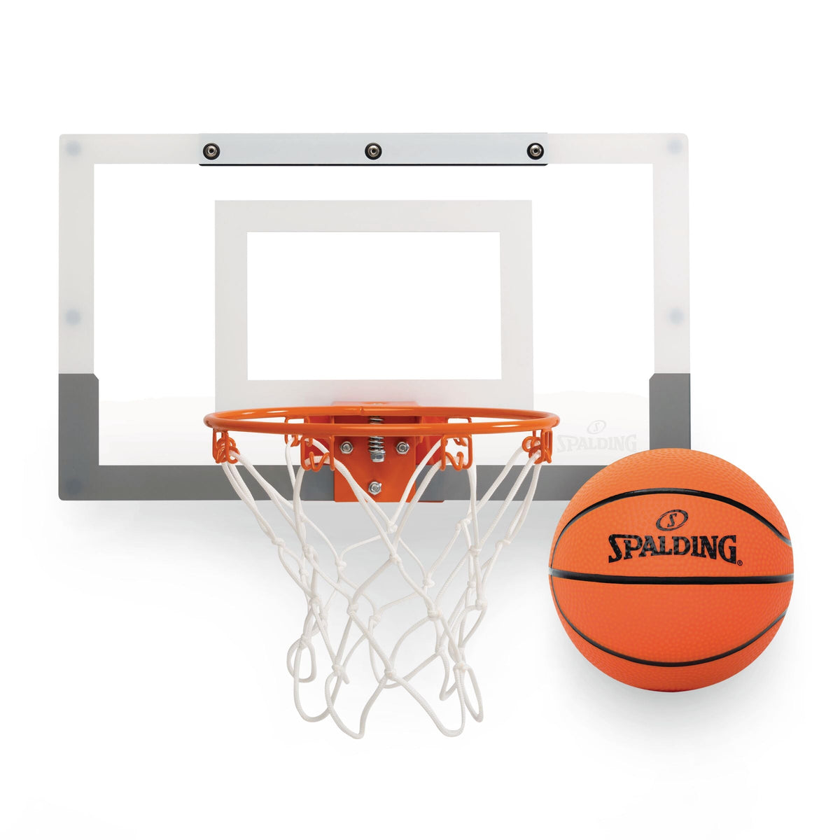 Spalding Slam Jam Indoor Over-the-Door Mounting Mini Basketball Hoop & Net with Ball
