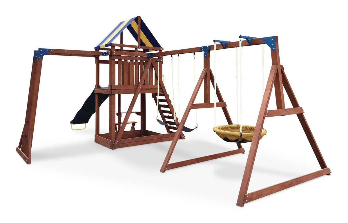 Sportspower Grand Mesa Outdoor Wooden Play Centre, with Swings, Slide, Sandbox and More, Ages 5+