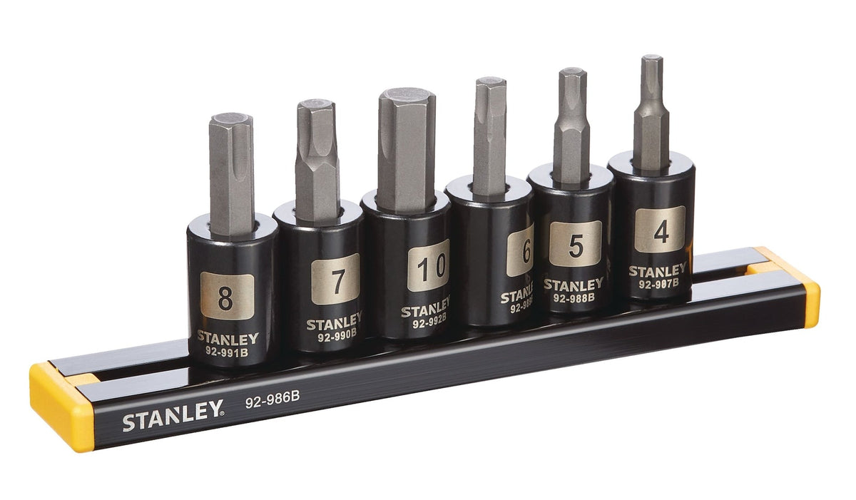 Stanley Professional Grade Black Chrome Hex Bit Socket Set, Metric, 6-pc