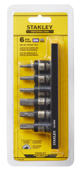 Stanley Professional Grade Black Chrome Hex Bit Socket Set, Metric, 6-pc