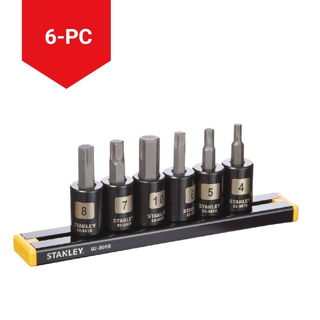 Stanley Professional Grade Black Chrome Hex Bit Socket Set, Metric, 6-pc