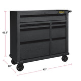 Stanley Rolling Tool Storage Cabinet with 7 Drawers, Power Bar with USB, Black, 42-in