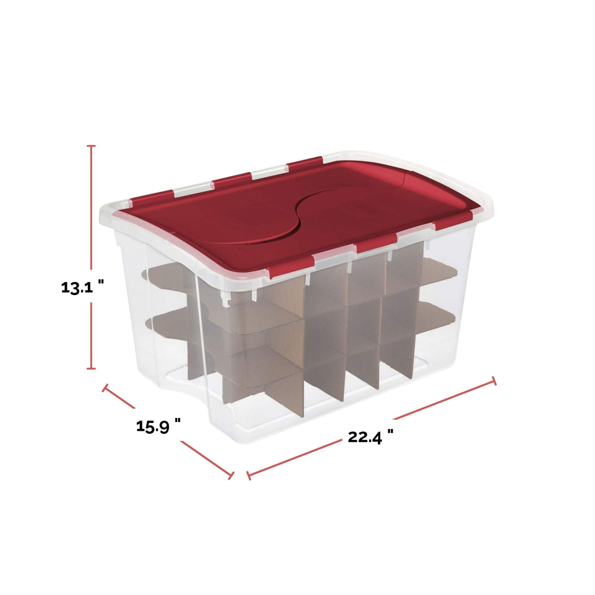 Sterilite Transparent Ornament Storage Box with Flip-top Lid, 45-L