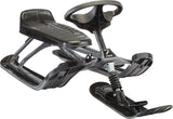 Stiga GT King Size Kids' 2-Person Winter Snow Racer Sled with Steering Wheel & Brakes, Grey